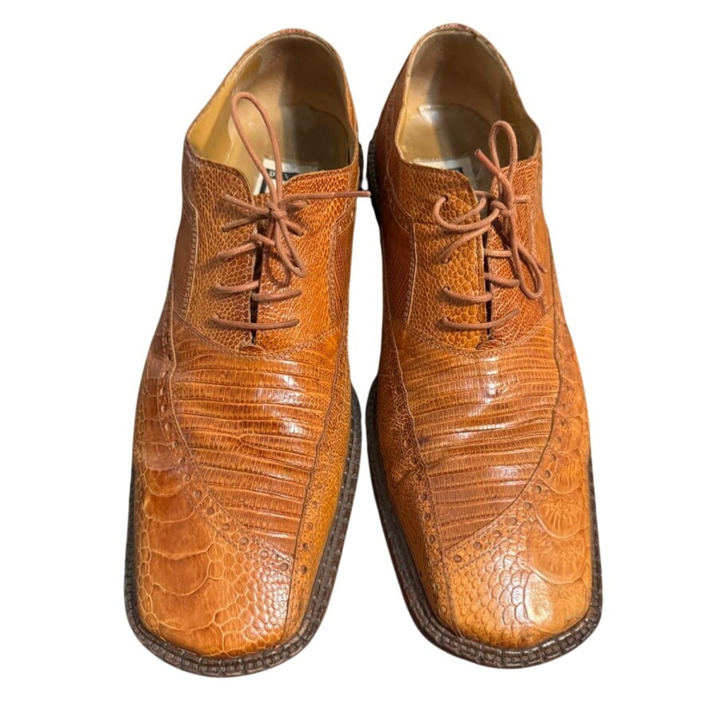 VTG David Eden Lizard Skin Wingtip‎ Derby Dress Shoes Men's 10 Exotic Leather